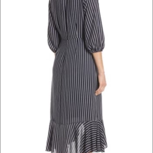 3/4 Sleeve Striped Side Roush Dress - Picture 2 of 8